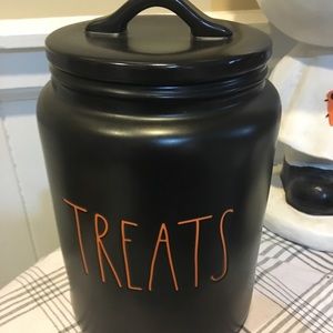 Rae Dunn treats Halloween canister black orange